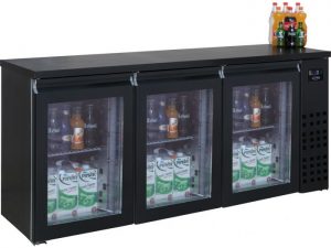 Barkühler schwarz 3 glastüren