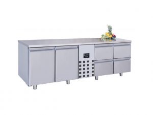Kühltisch 632 Liter / 2 Türen und 4 Schubladen Monoblock / 2270x700x850 mm
